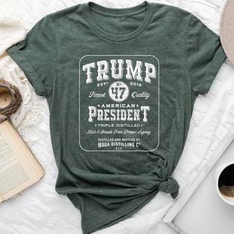 Trump President 47 Vintage Whiskey Label 2024 Victory Bella Canvas T-shirt - Thegiftio UK