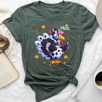 Turkey Moo Cow Thanksgiving For Boys Bella Canvas T-shirt - Thegiftio UK