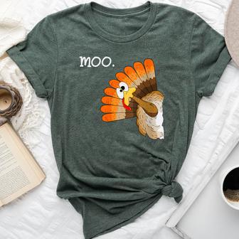 Turkey Moo Thanksgiving Bella Canvas T-shirt - Thegiftio UK