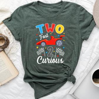 Two Fast 2 Curious Racing 2Nd Birthday Boy Girl Bella Canvas T-shirt - Thegiftio UK