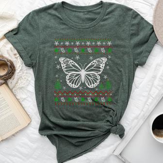 Ugly Christmas Sweater For Butterfly Lovers Ugly Bella Canvas T-shirt - Thegiftio UK