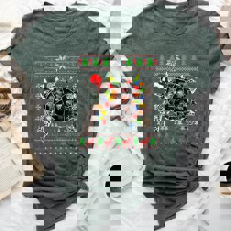 Ugly Christmas Sweater With Sea Turtle Lights Santa Hat Bella Canvas T-shirt - Thegiftio