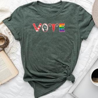 Vote Fist Ovaries Lgbtq Activism Equality Bella Canvas T-shirt - Thegiftio UK