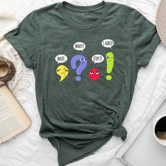 Wait What Stop It I Agree Grammar Teacher Back To School Bella Canvas T-shirt - Thegiftio UK