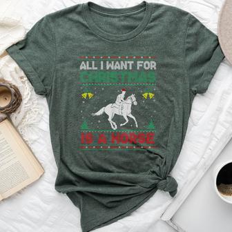 All I Want For Christmas Is A Horse Ugly Sweater Bella Canvas T-shirt - Thegiftio UK
