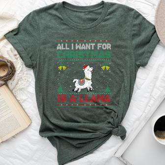 All I Want For Christmas Is A Llama Ugly Sweater Bella Canvas T-shirt - Thegiftio UK