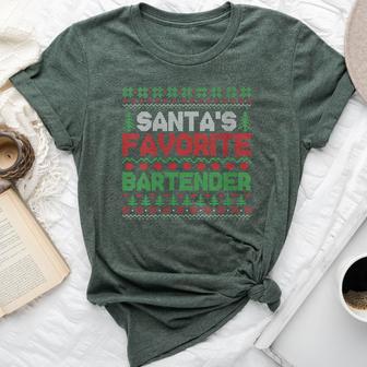 Xmas Santa's Favorite Bartender Ugly Christmas Sweater Bella Canvas T-shirt - Thegiftio UK