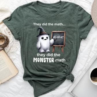 They Did The Monster Math Yeti Halloween Teacher Bella Canvas T-shirt - Thegiftio UK