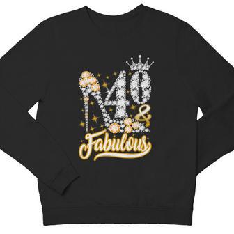 40 Fabulous 40 Years 40Th Birthday Diamond Crown Shoes V2 Youth Sweatshirt - Monsterry