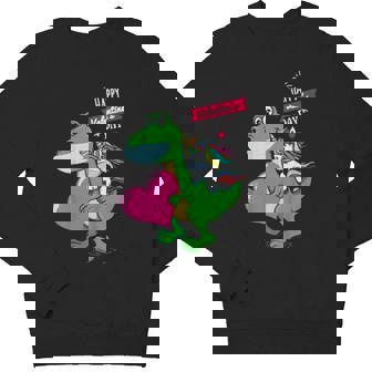 Kids Toddler Boy Valentine Unicorn Riding T-Rex Candy Heart Youth Sweatshirt - Monsterry