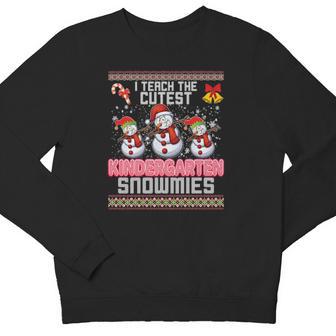 I Teach The Cutest Kindergarten Snowmies Ugly Xmas Youth Sweatshirt - Monsterry
