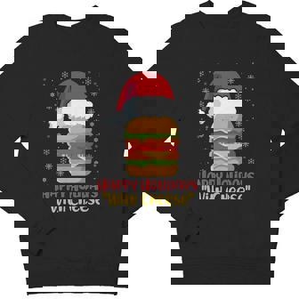 Ugly Christmas Sweater Burger Happy Holidays With Cheese V10 Youth Sweatshirt - Monsterry