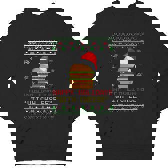 Ugly Christmas Sweater Burger Happy Holidays With Cheese V13 Youth Sweatshirt - Monsterry