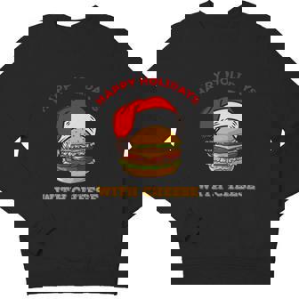 Ugly Christmas Sweater Burger Happy Holidays With Cheese V18 Youth Sweatshirt - Monsterry