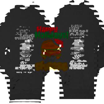 Ugly Christmas Sweater Burger Happy Holidays With Cheese V5 Youth Sweatshirt - Monsterry