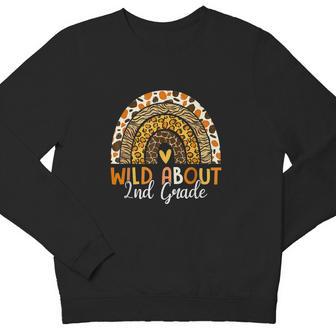 Wild About 2Nd Grade Teacher Back To School Leopard Rainbow Youth Sweatshirt - Monsterry