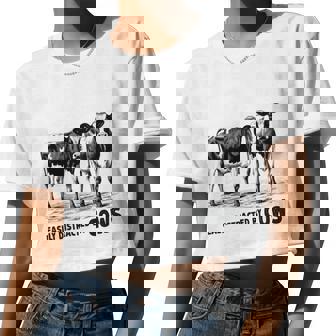 Easily Distracted By Cows Vintage Farm Women Cropped T-shirt - Monsterry