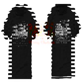 Chicken Merry Chickmas Christmas Lights Farm Animal Unisex Cotton Ringer T-Shirt - Monsterry
