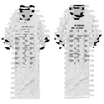 Travel All 195 Countries Check Off List World Traveller Unisex Cotton Ringer T-Shirt - Monsterry