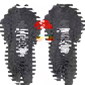 Santa Face Retro Sunglasses Christmas Xmas Men Women Kids Mineral Wash Tshirts - Monsterry