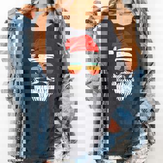 Santa Face Retro Sunglasses Christmas Xmas Men Women Kids Comfort Colors Tank Top - Monsterry