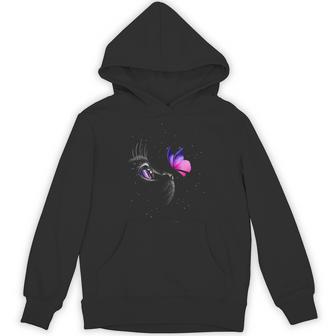 Cat With Purple Butterfly Unisex Hoodie - Monsterry
