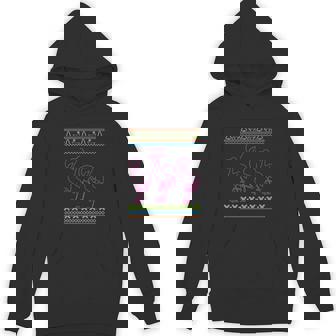Christmas Ugly Sweater Flamingo Neon 80's Retro Premium Unisex Hoodie - Monsterry