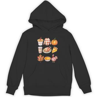 Coquette Cute Thanksgiving Fall Icons Cozy Autumn Harvest Unisex Hoodie - Monsterry