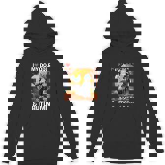 I Love My Golden Doodle And Autumn Fall Leaves Pumpkin Dog Unisex Hoodie - Monsterry