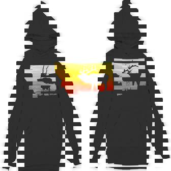 Montana Elk Hunter Dad Vintage Retro Sun Bow Hunting II Unisex Hoodie - Monsterry