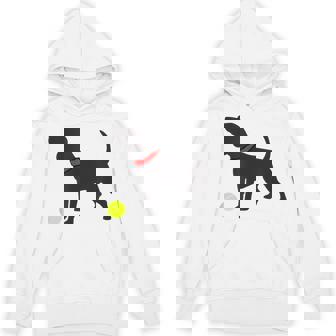 Beagle Puppy Dog Silhouette Plays Fetch Yellow Tennis Ball Unisex Hoodie - Monsterry