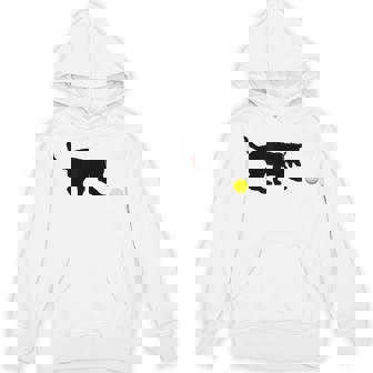 German Shepherd Pup Red Collar Play Fetch Tennis Ball Unisex Hoodie - Monsterry