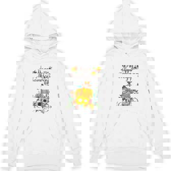 Happy Thanksgiving Pumpkin Fall Leaves Vines & Sunflowers Unisex Hoodie - Monsterry