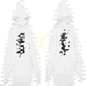 Renaissance Middle Ages Silly Weird Cat Playing Banjo Music Unisex Hoodie - Monsterry