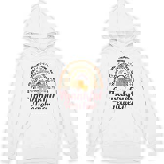Thankful Teacher Boho Rainbow Thanksgiving Pattern Student Unisex Hoodie - Monsterry
