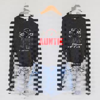 Auntie Pit Crew Birthday Racing Car Family Matching Race Car Sponge Fleece Raglan Crewneck Sweatshirt - Monsterry
