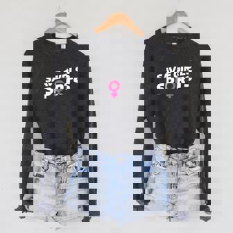 Save Girls Sports Female Team Play The Game Sponge Fleece Raglan Crewneck Sweatshirt - Monsterry