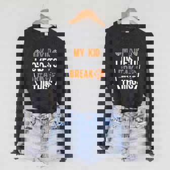 My Kid Trap Shooting Mom Of A Trap Shooter Mother Sponge Fleece Raglan Crewneck Sweatshirt - Monsterry