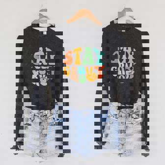 Stay Groovy Hippie Peace Sign Retro 60S 70S Women Sponge Fleece Raglan Crewneck Sweatshirt - Monsterry