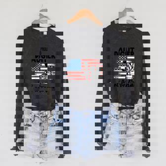 Kids Proud Daughter Of A Veteran Toddler Veterans Day Kids Sponge Fleece Raglan Crewneck Sweatshirt - Monsterry