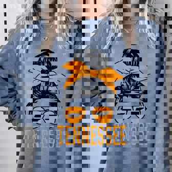 Tennessee State Tennessee Orange Game Day Messy Bun Tn Comfort Colors Sweatshirt - Monsterry