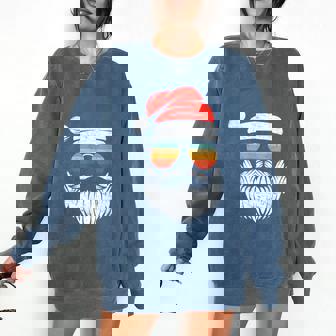 Santa Face Retro Sunglasses Christmas Xmas Men Women Kids Comfort Colors Sweatshirt - Monsterry