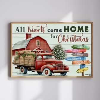 All Hearts Come Home for Christmas Custom Canvas With Family Name | Familywalldecor