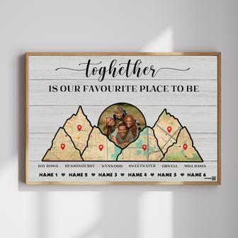 Custom Family Map Art Print on Canvas - Together Is Our Favorite Place | Familywalldecor UK