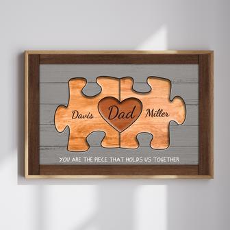 Custom Rustic Wood Puzzle Piece Canvas - Personalized Gift for Dad, Husband from Family | Familywalldecor