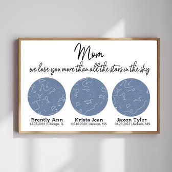 Custom Star Map Farmhouse Wood Sign Mothers Day Gift - Mom We Love You More Than All The Stars In The Sky | Familywalldecor