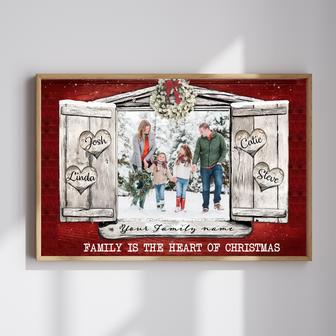 Family is the Heart of Christmas – Personalized Canvas with Custom Name and Photo | Familywalldecor