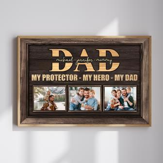 Personalized Canvas My Protector My Hero My Dad, Birthday Gift For Dad | Familywalldecor