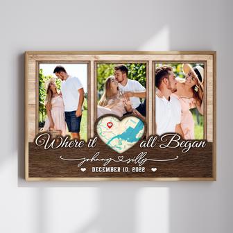 Where It All Began Custom Map Canvas Wall Art Newlywed Gift | Familywalldecor