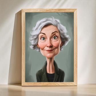 Aunt Caricature Portrait – Lighthearted Hand-Painted Wall Art | Familywalldecor DE